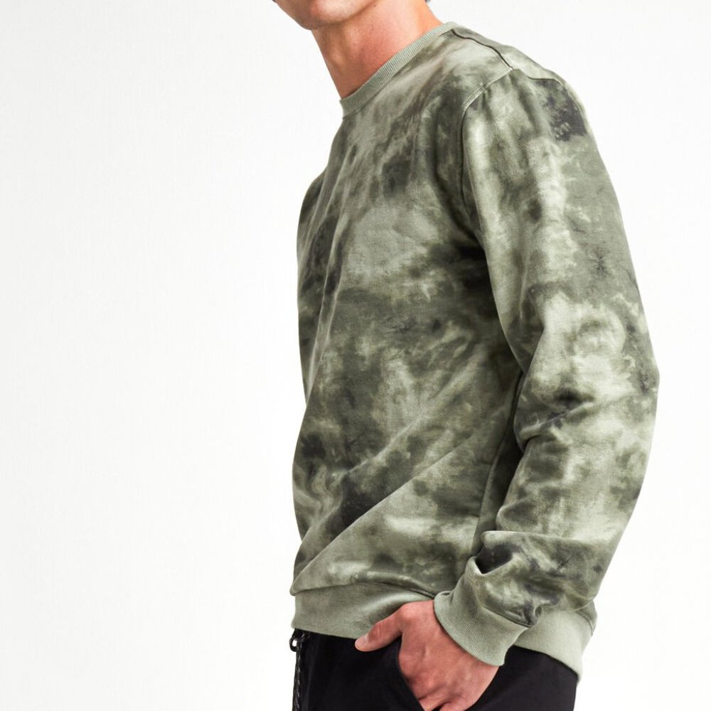 RSQ Men's Tie-Dye Green Crew Sweatshirt Size S SMALL Sweater Top Casual